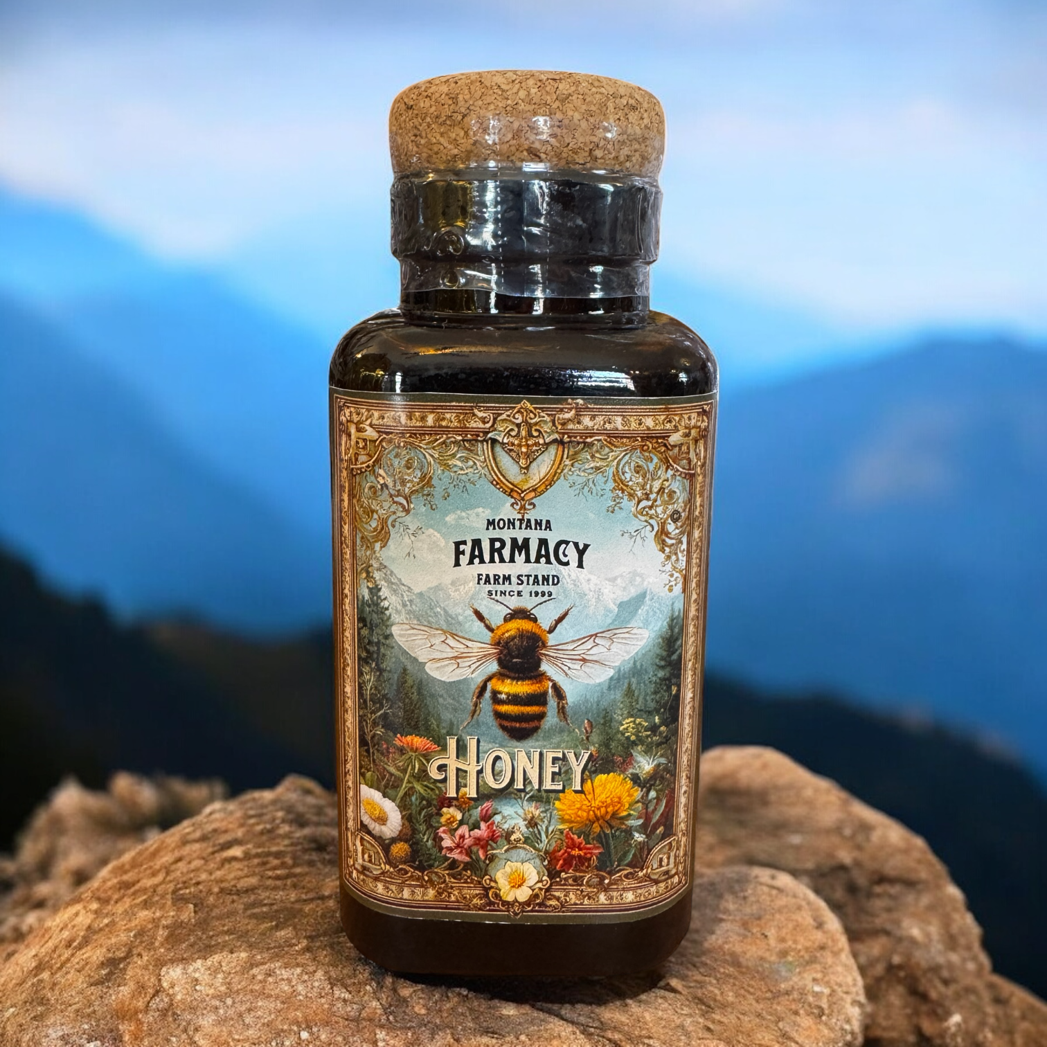 Montana Farmacy - Wholesale Honey - Vintage botanical Farmstead Farmacy Honey in Beautiful Jar2