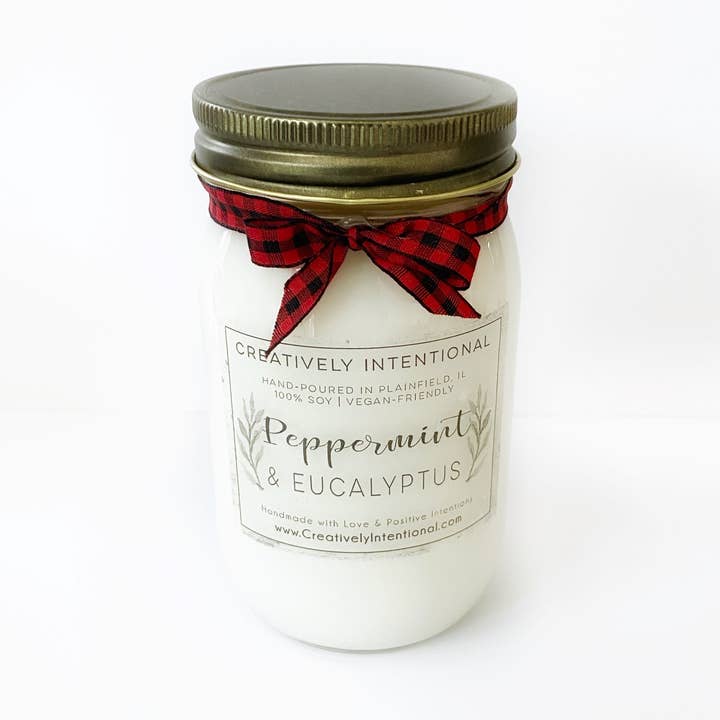Bougies soja menthe poivrée et eucalyptus pour la vente par Creatively Intentional Candle Co.