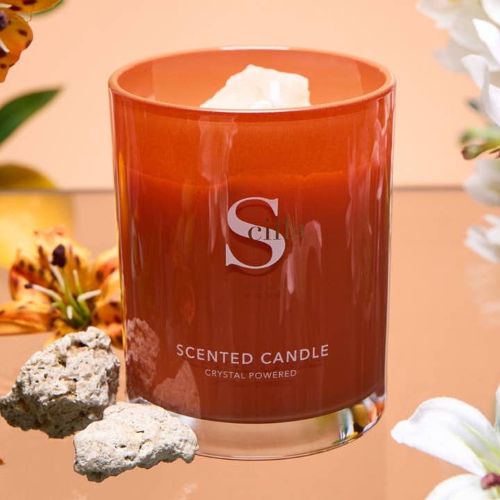 Velas perfumadas de cristal con piedras de sal del Himalaya, tamaño grande, Calming Moments para venta al por mayor de Scilla Rose