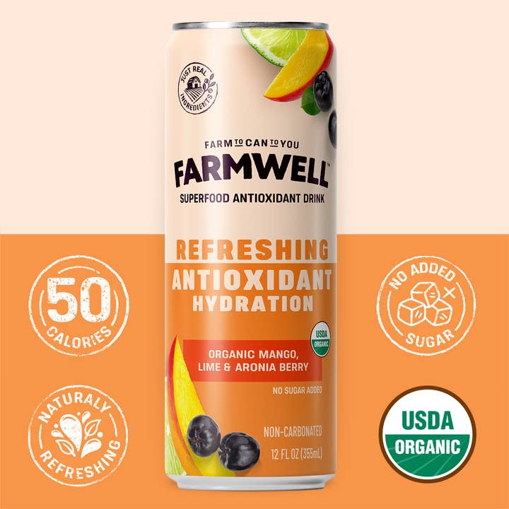 Organic Antioxidant Hydration - Mango Lime (12-pack) for wholesale by Farmwell Drinks