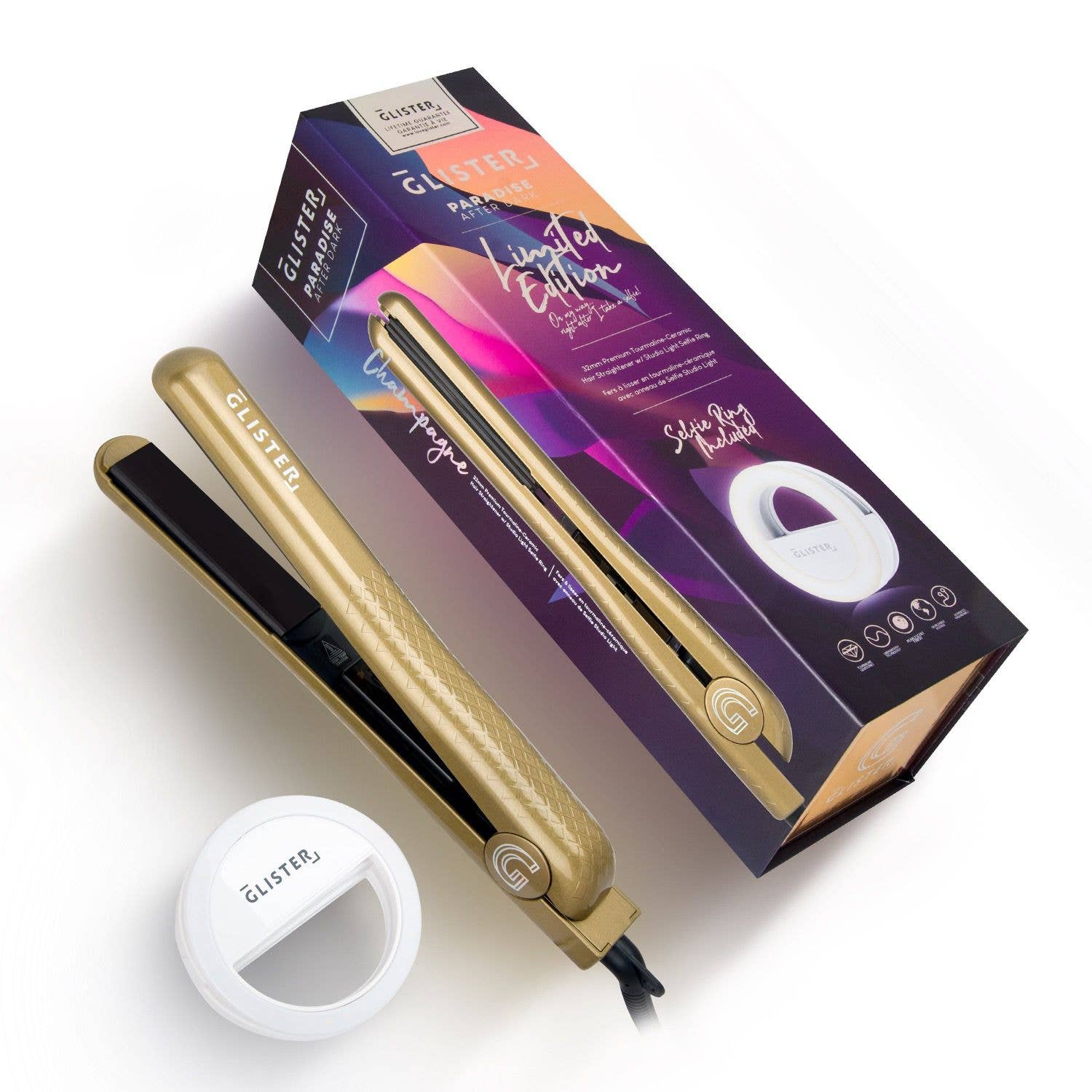 Glister - Wholesale Straightener/Flat Iron - Glister Paradise 1.25" Flat Iron + Bonus Selfie Ring Light11