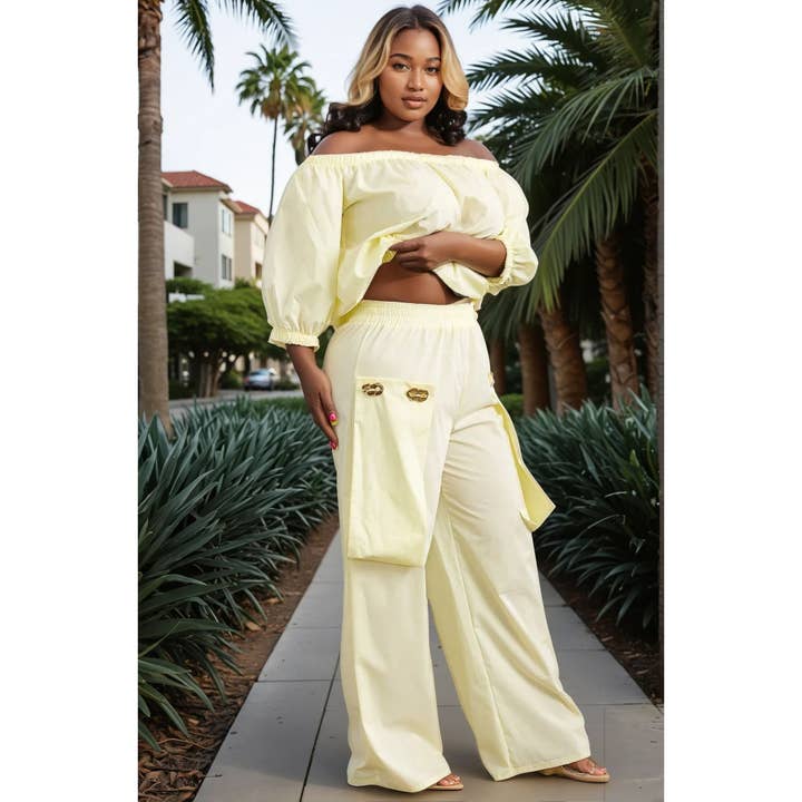 PLUS SIZE OFF SHOULDER 2PC SET for wholesale by omgstyles