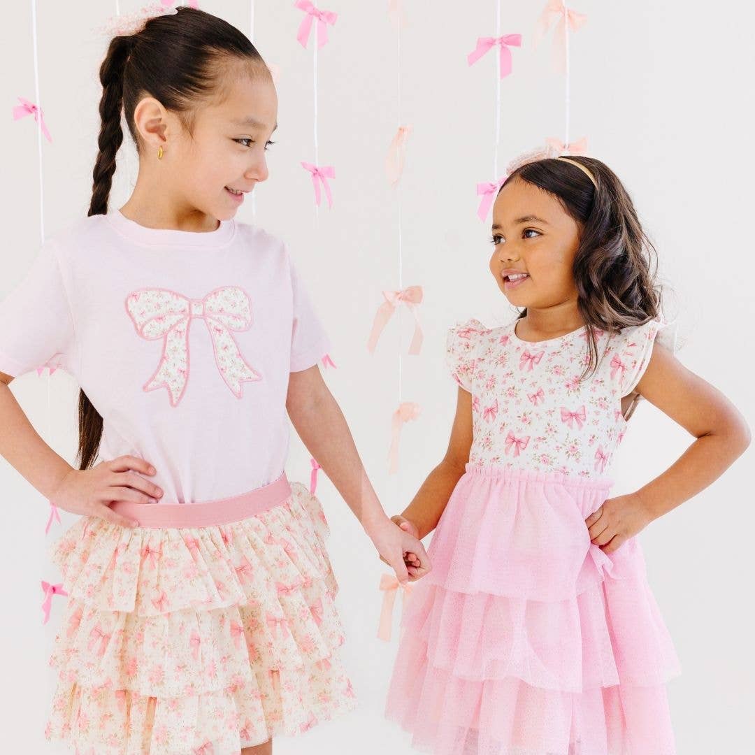 Sweet Wink - Wholesale T-Shirt - Kids - Ditsy Floral Bow Patch Short Sleeve T-Shirt - Spring 20262