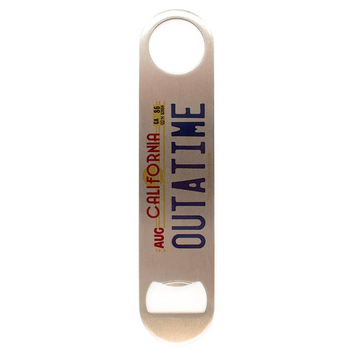 "OUTATIME" Back to the Future Bottle Opener for wholesale by Lucky Mfg. Co.