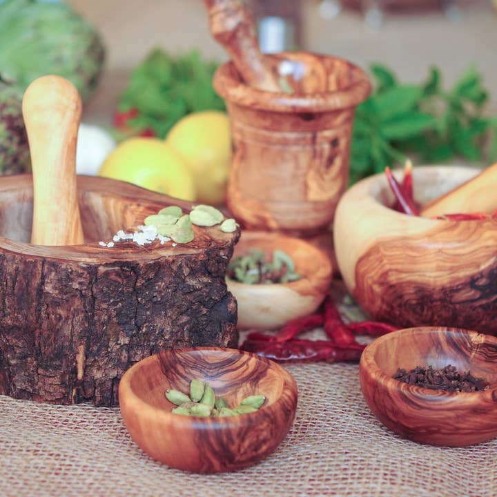 BeldiNest - Wholesale Bowl - Olive wood Spice Bowls - Set of 33
