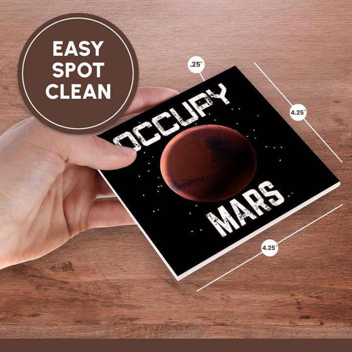3dRose - Wholesale Coasters - 3dRose, Funny space Mars exploration and colonization Occupy Mars., Coaster6