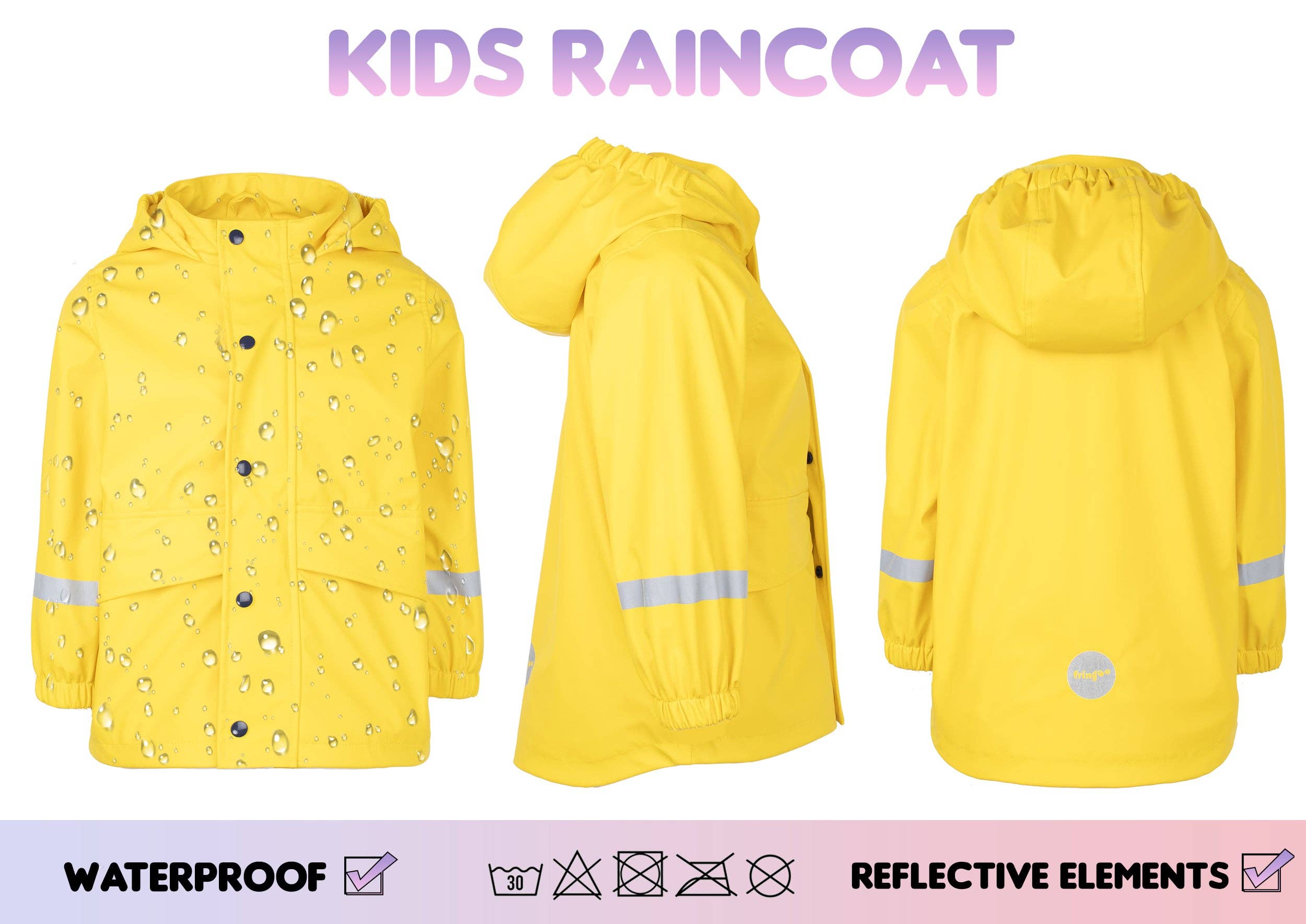 Fringoo Group Ltd – wholesale Raincoat – Kids – Personalised Kids Raincoat - Yellow1