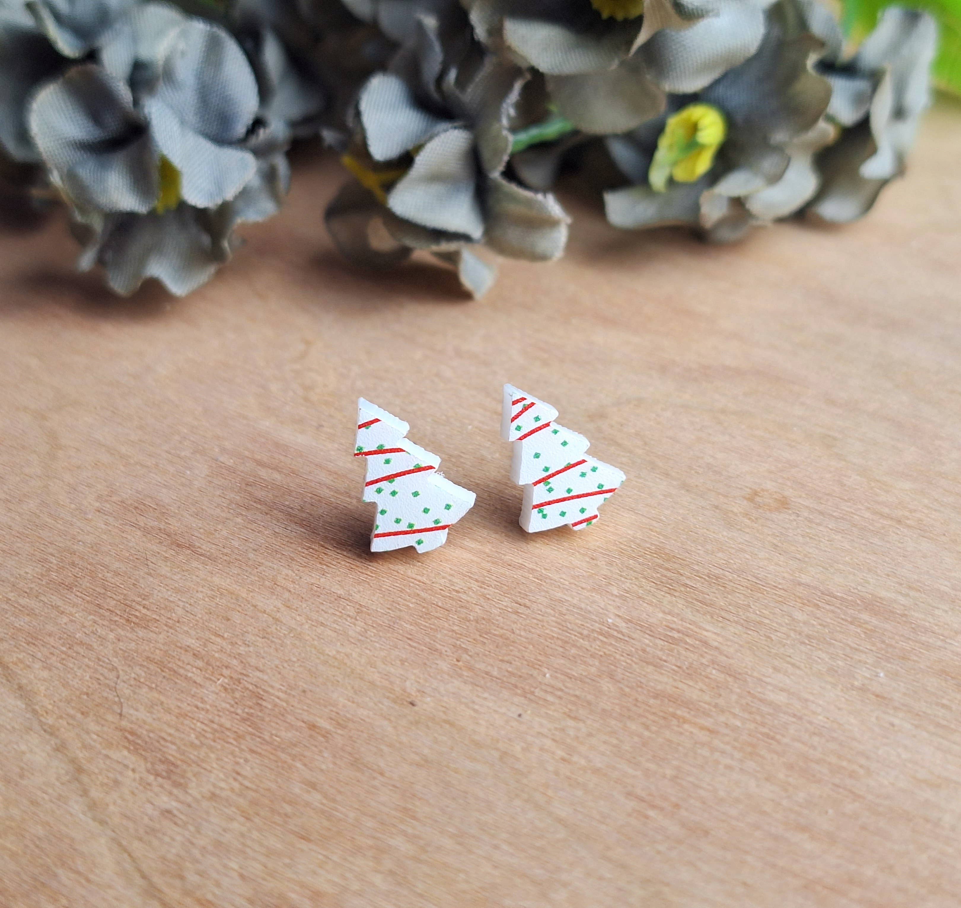 Jedi Woods LLC - Wholesale Stud/Post Earrings -  L. Debbie Xmas Cake Earrings  - Tiktok VIRAL Product!8