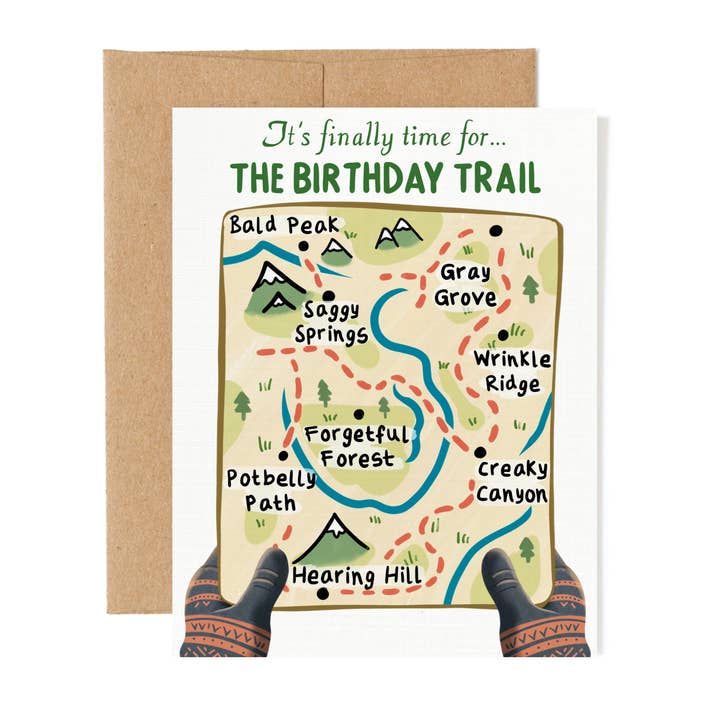 Birthday Trail Map Birthday Card | Sarcastic Hiking Card for wholesale by New Summits