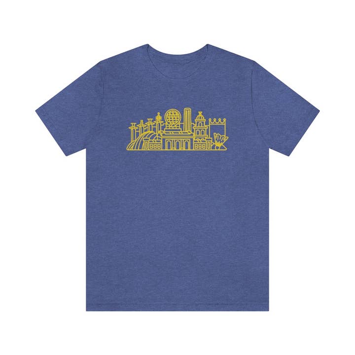 Skyline di Kansas City – Maglietta – Blu Scuro Mélange e Oro per la vendita all'ingrosso da parte di Knight Owl Design