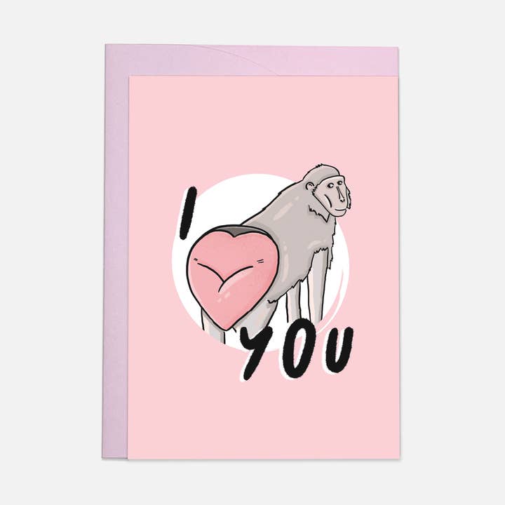Baboon love greeting card for wholesale by Kaart Blanche