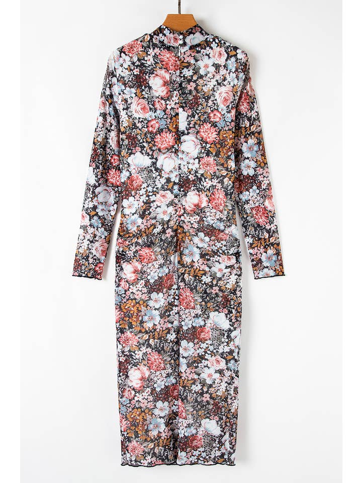 As shown Grace Floral Print Bodycon Midi Dress | S-XL for wholesale on Faire