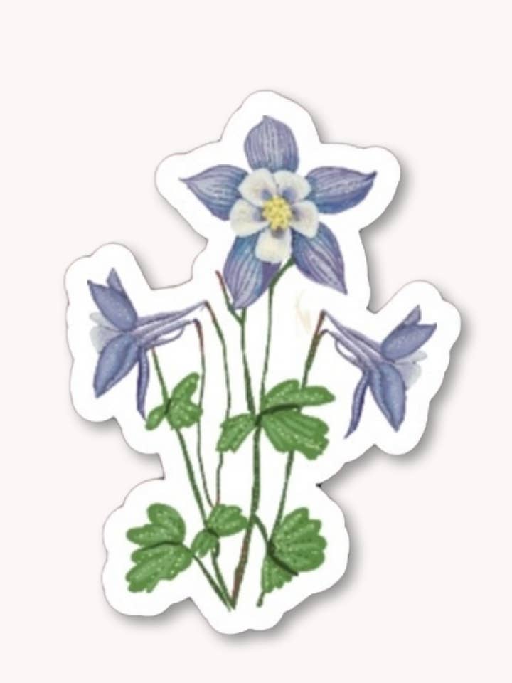Blue Columbine Flower Sticker for wholesale by Heather Freitas