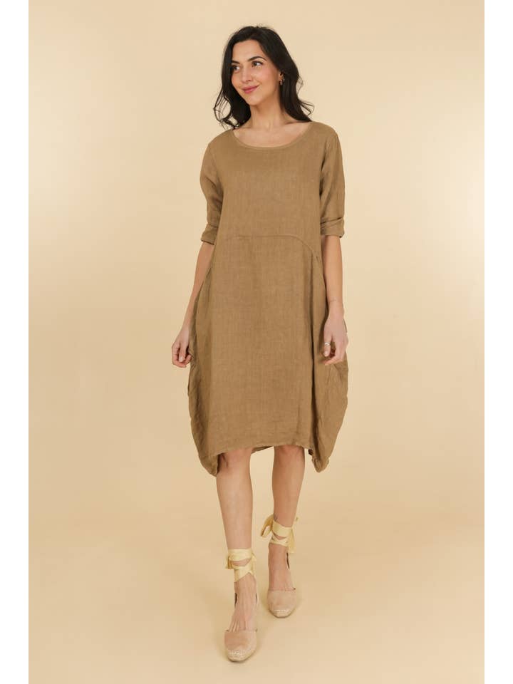 la maison des fibres naturelles - Wholesale Dress - Women's - dress 625344 80% linen 20% cotton made in Italy