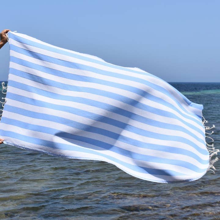 Fouta Tunisia - Vendita all'ingrosso Telo mare - Fouta Alaska con righe verticali eleganti13