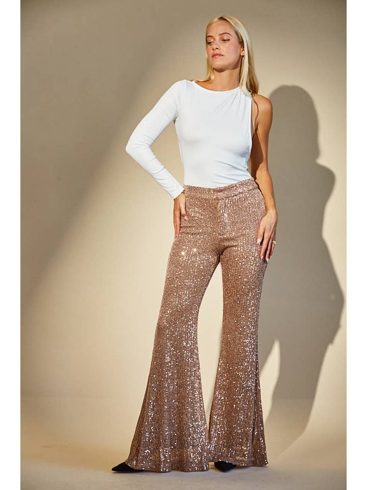 WISTERIA LANE – Engroshandel Bukser - Dame – BUKSEBUKSER MED PAILLETTER - 2405 KOBBER1