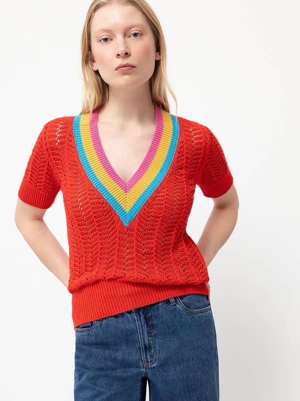 Pointelle gebreide trui (437487-89) voor wholesale door Lanidor