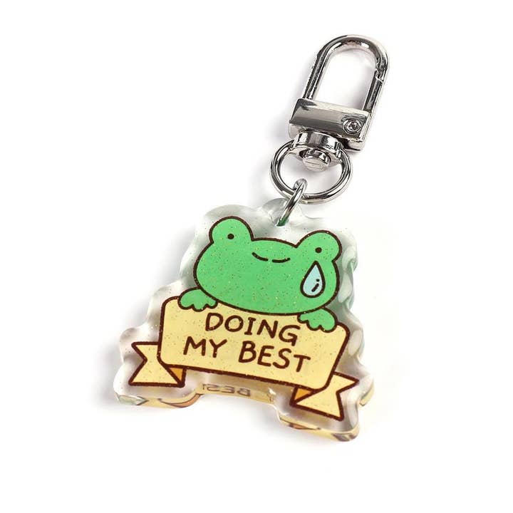 Wanderella - Wholesale Keychain - Women's - Kawaii Green Frog Keychain with Glitter Charm