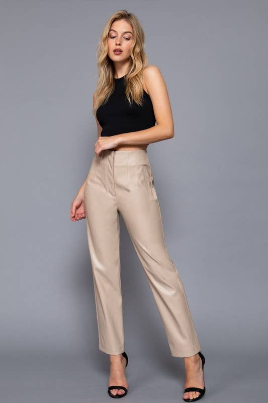 Lemon Tree - Wholesale Pants - Women's - HIGH WAIST SLIM FIT FAUX LEATHER LONG PANTS12
