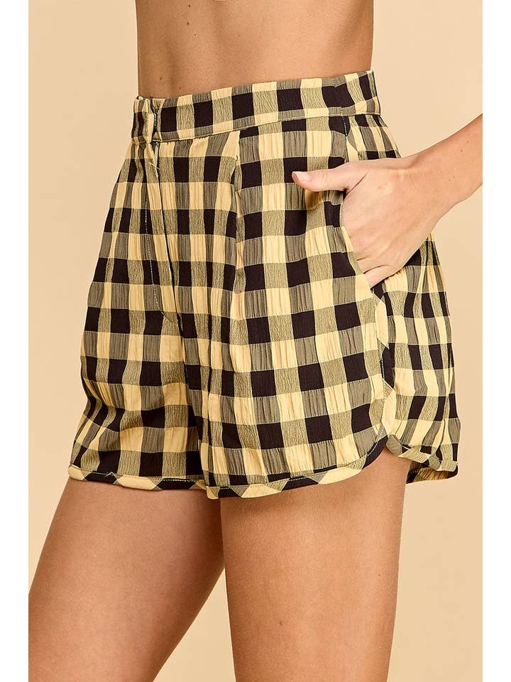TCEC - Wholesale Shorts - Women's - CP10099-Gingham Shorts With Pockets4