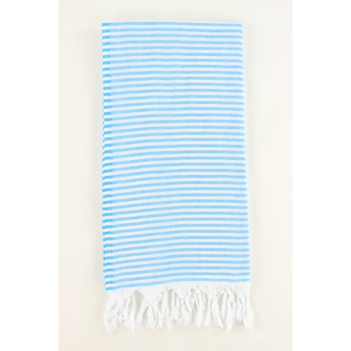 TURKISH LINEN & TOWELS - Wholesale Beach Towel - Premium Turkish Cotton Thin Striped Peshtemal Beach Towel