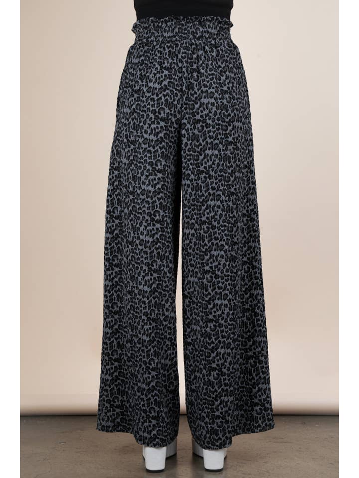 VERY J - Wholesale Pants - Women's - NP70826-Leopard Print & Solid Wide Leg Pleated Pants13