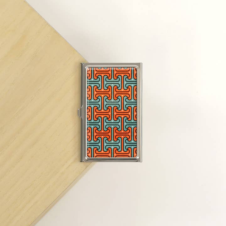 Funky Cool Pattern Turquoise Wallet Business Card Case for wholesale by Lucy Lu Designs