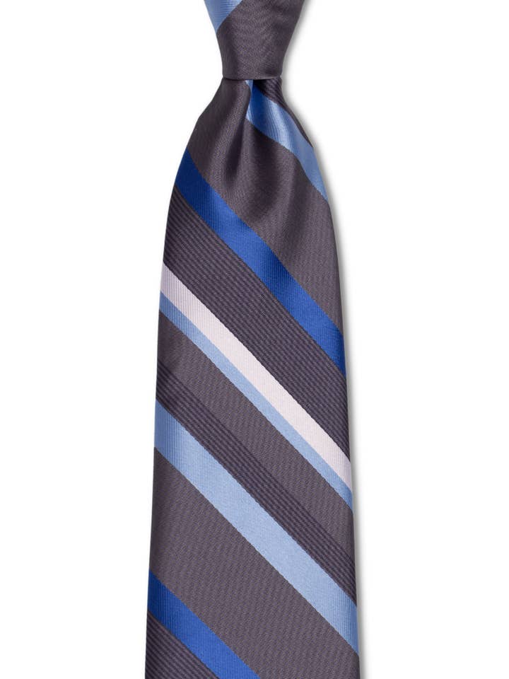 Corbata tradicional gris con rayas multiazules para venta al por mayor de GoTie
