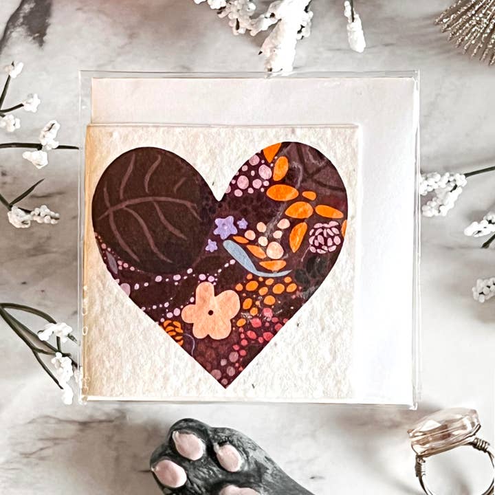 Neverending Stickers - Mini Greeting Card - Wildflower Seeded - Dark Maroon Heart - Assorted Flowers for wholesale by Neverending Stickers