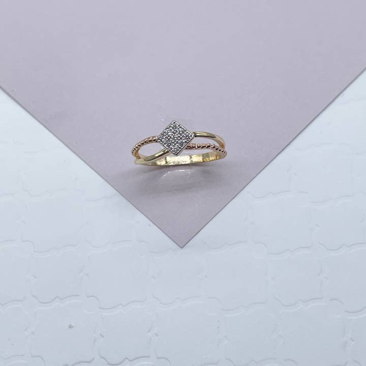 Milie - Wholesale Multi-Stone Ring - 18k GF Ring Featuring Square Shape With Nine CZon Top1