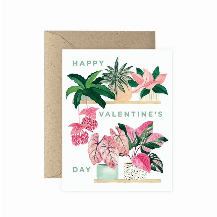 Valentine's Plant Shelf Greeting Card | Love & Friendship for wholesale by Paper Anchor Co.