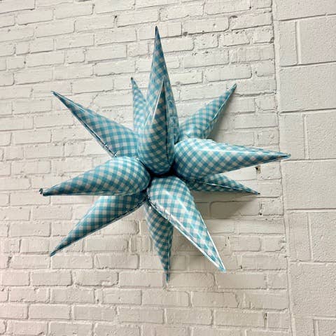 Burst Party Co - Vente Ballon - Ballon Étoile en Vichy Bleu 40"