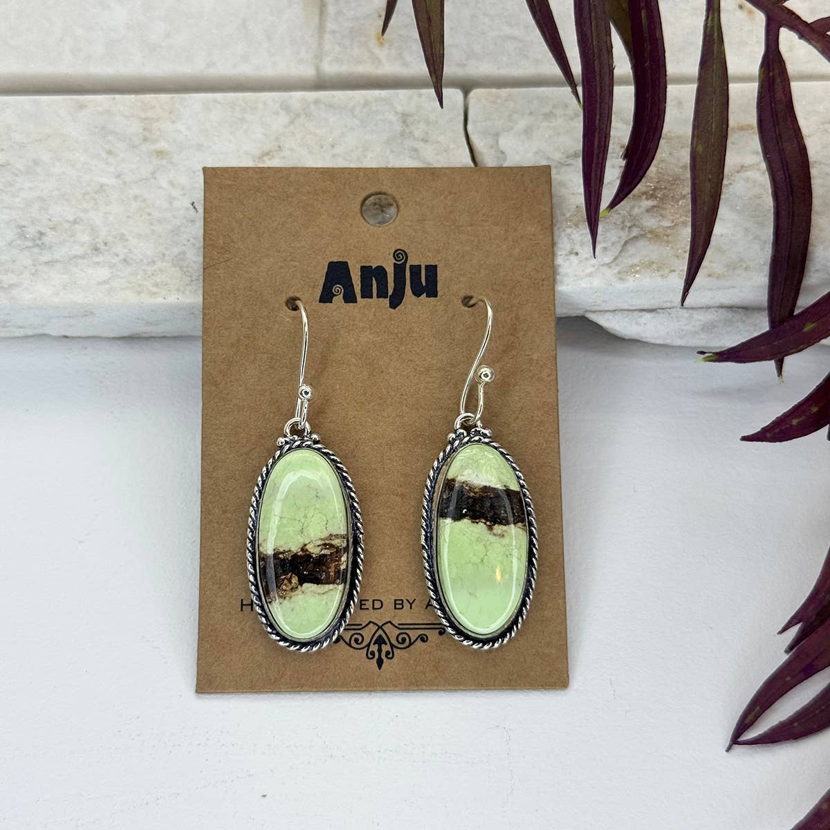 Anju Jewelry - Venta al por mayor Pendientes colgantes - Pendientes de Piedra Semipreciosa Hechos a Mano - Crisoprasa Limón0
