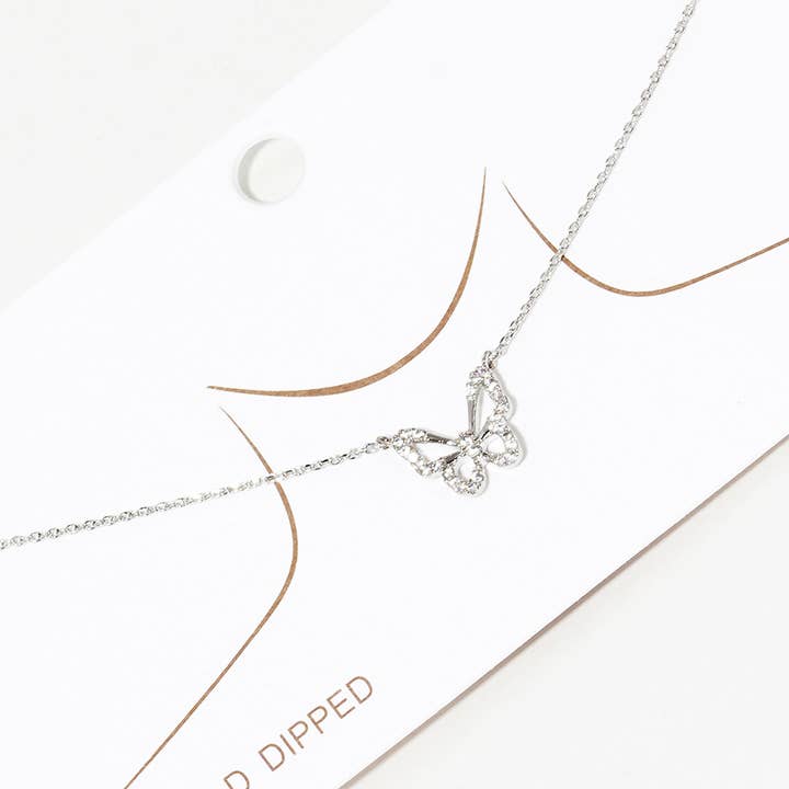 Sensibling Corp. - Wholesale Pendant/Charm Necklace - Gold Dipped CZ Stone Paved Butterfly Pendant Necklace3