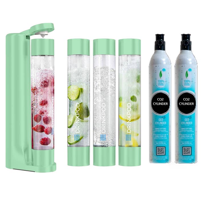 DRINKPOD LLC - Wholesale Kitchen appliance - FIZZPod Soda Machine + 2 CO₂ Cylinder - Make Homemade Sparkling Water, Juice, Tea and Cocktail Drinks with Fruits & Candy1