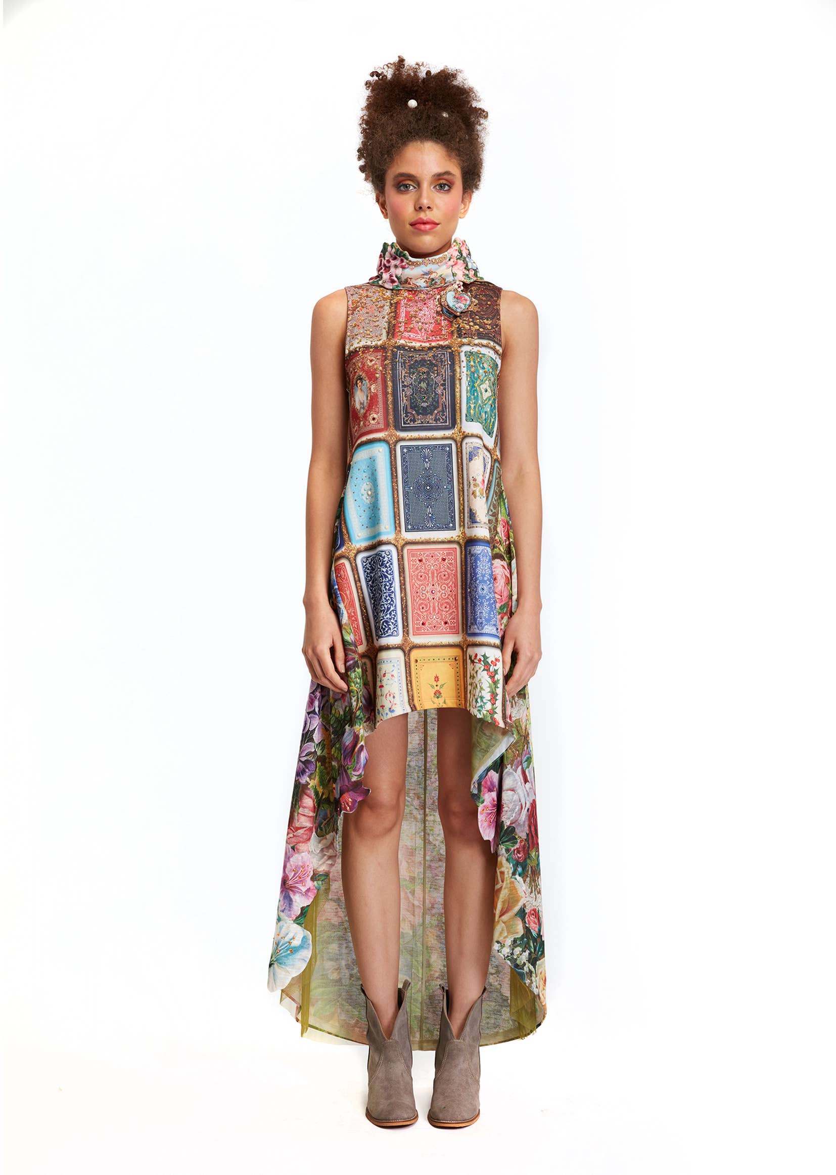 IPNG Design – Engroshandel Kjole - Dame – Kjole Høj Lav - Fortune In Flowerland