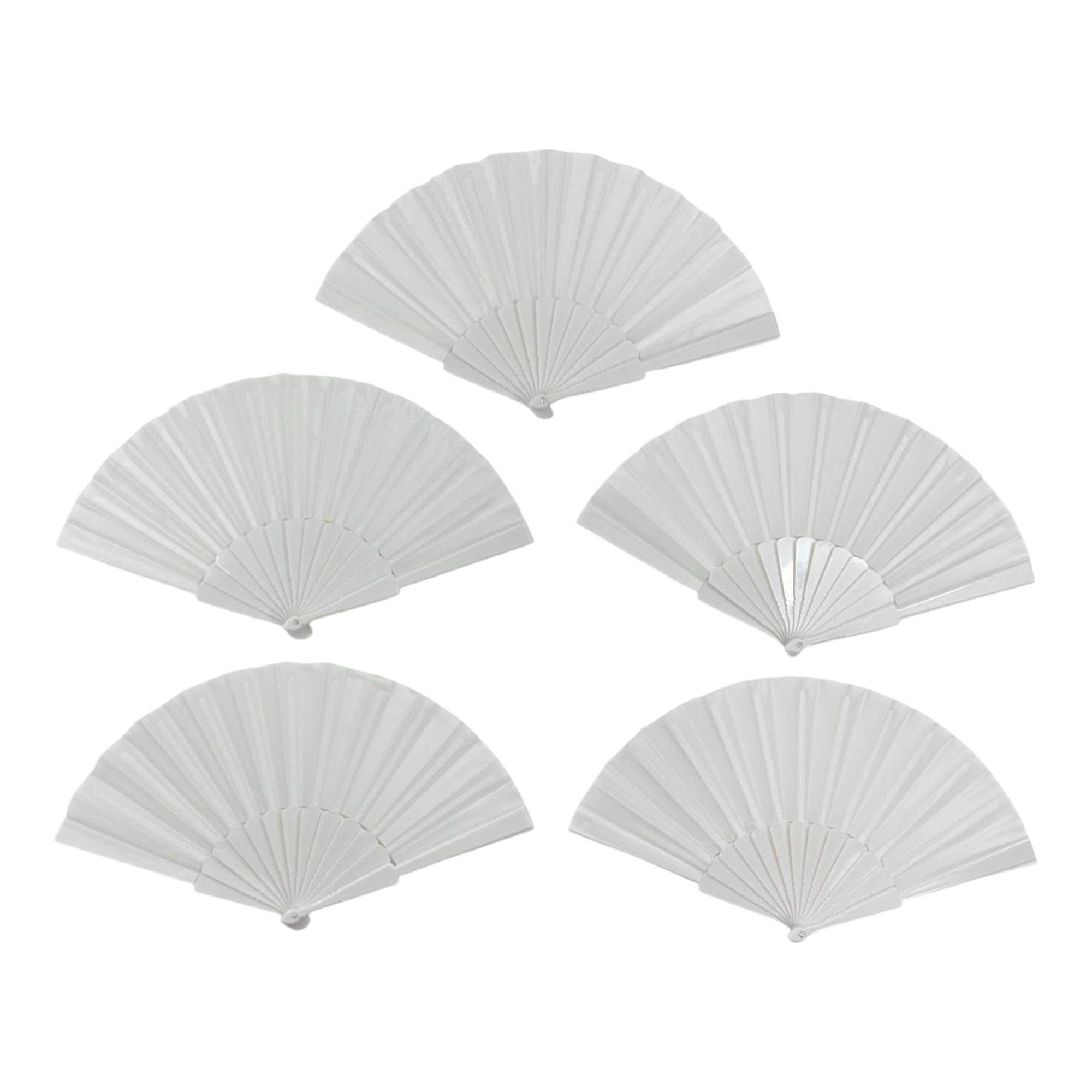 White On White Hand Held Folding Fan FN06 (12PC) for wholesale on Faire0