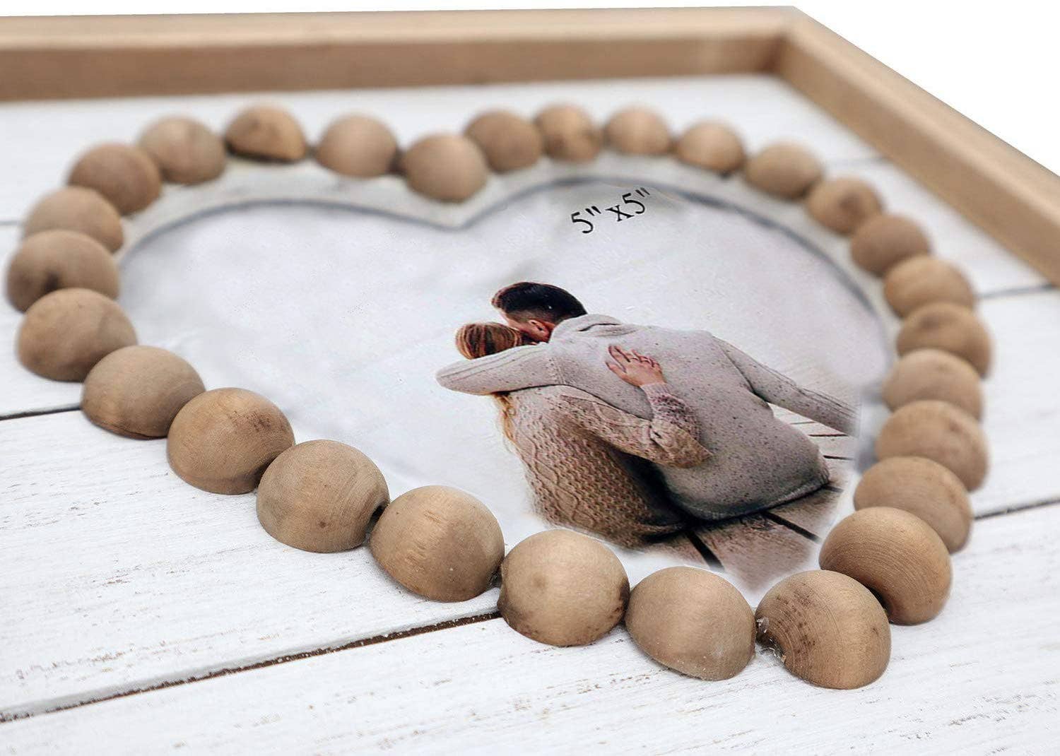 Paris Loft Inc - Vendita all'ingrosso Cornice portafoto - Cornici in legno con perline in legno aperture 12,7 x 12,7 cm3