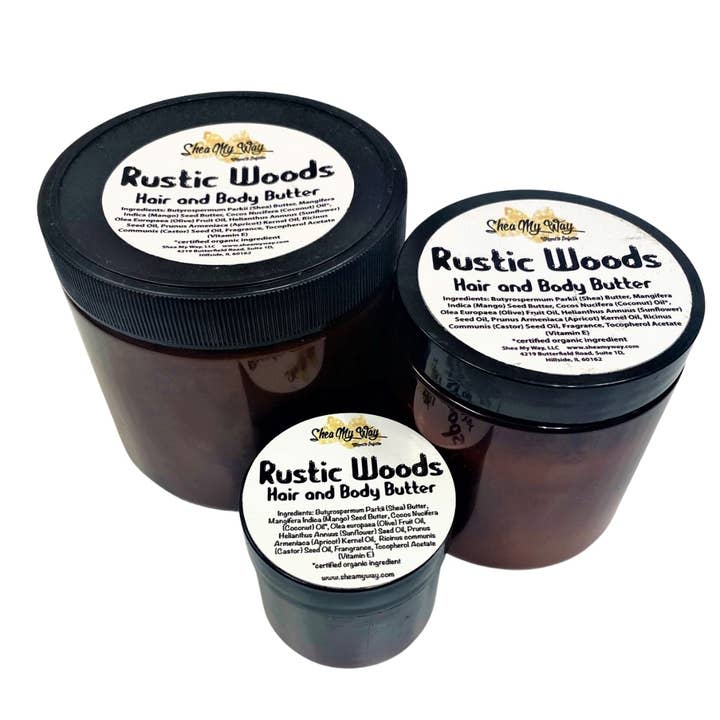 Rustic Woods Hair & Body Butter for wholesale by Shea My Way