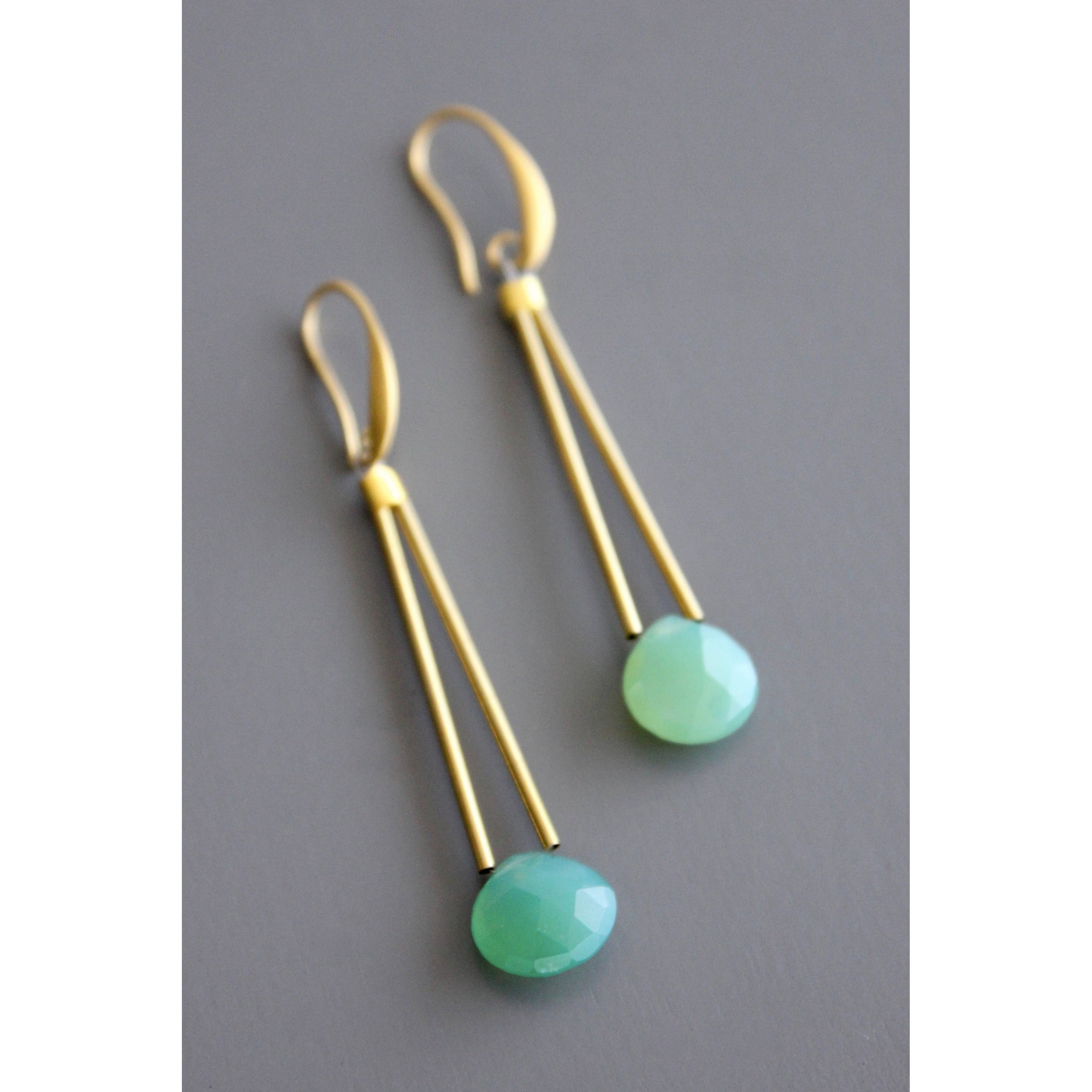 David Aubrey Jewelry - Wholesale Dangle Earrings - BKNE23 Green onyx geometric earrings2
