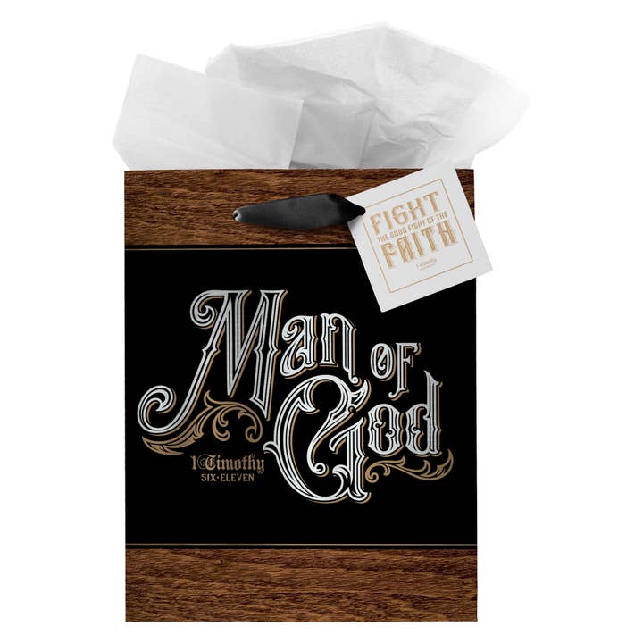 Christian Art Gifts - Wholesale Gift Bag - Gift Bag MD Man of God 1 Tim. 6:11