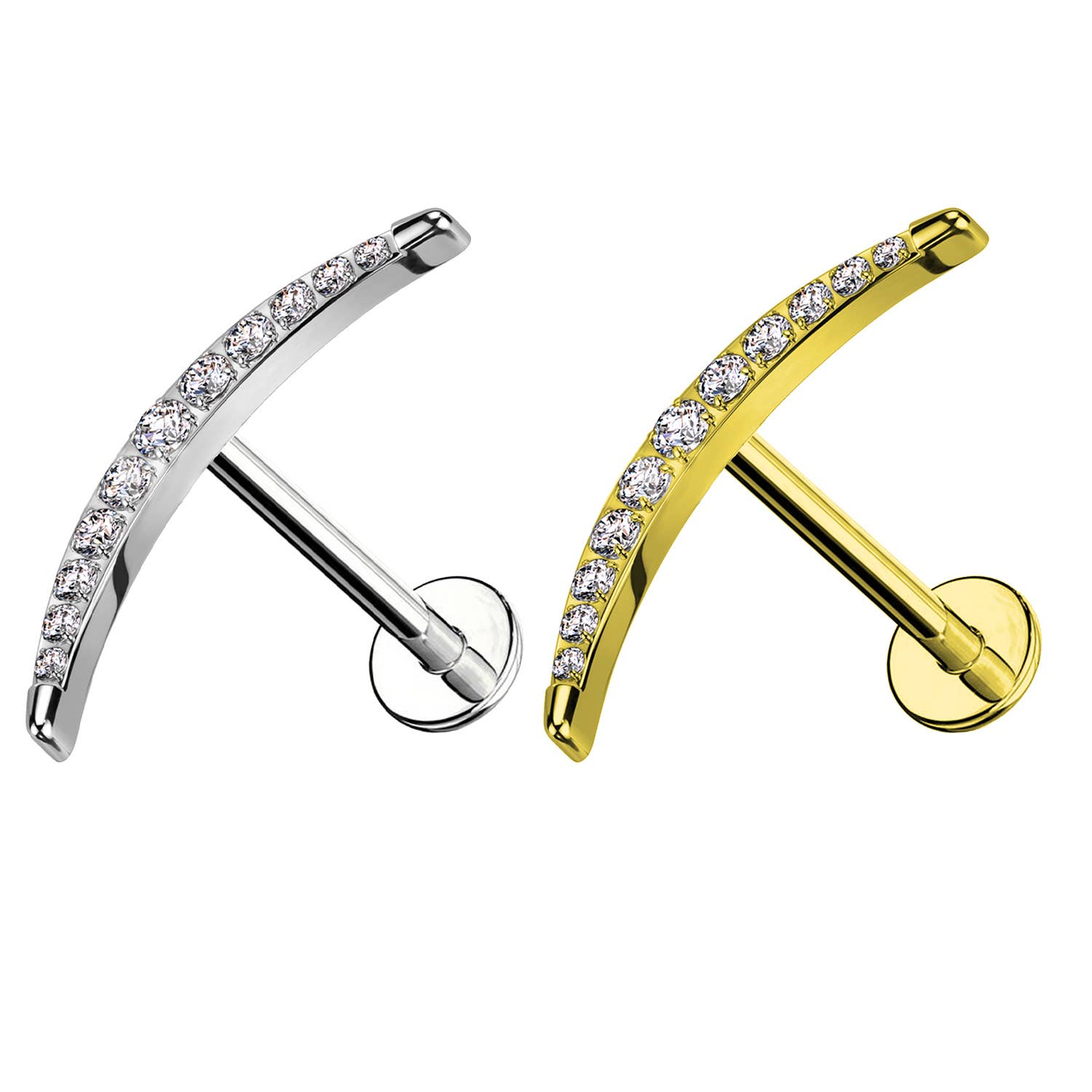 Awaken - Wholesale Single Earring - PC-156 Line Cartilage Studs with Crystal1