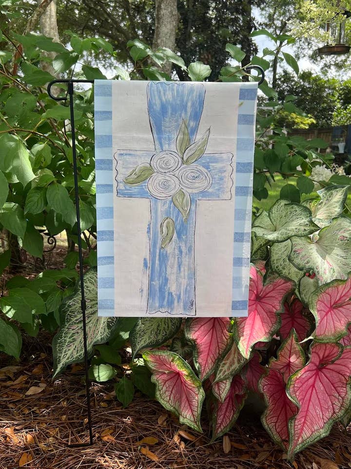Bandiera da giardino: Croce blu vintage per la vendita all'ingrosso da parte di The Happy Butterfly