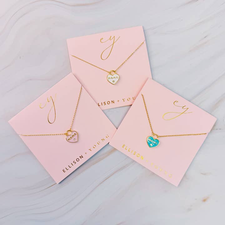 Ellison+Young - Wholesale Pendant/Charm Necklace - Pastel Locket Mama Necklace