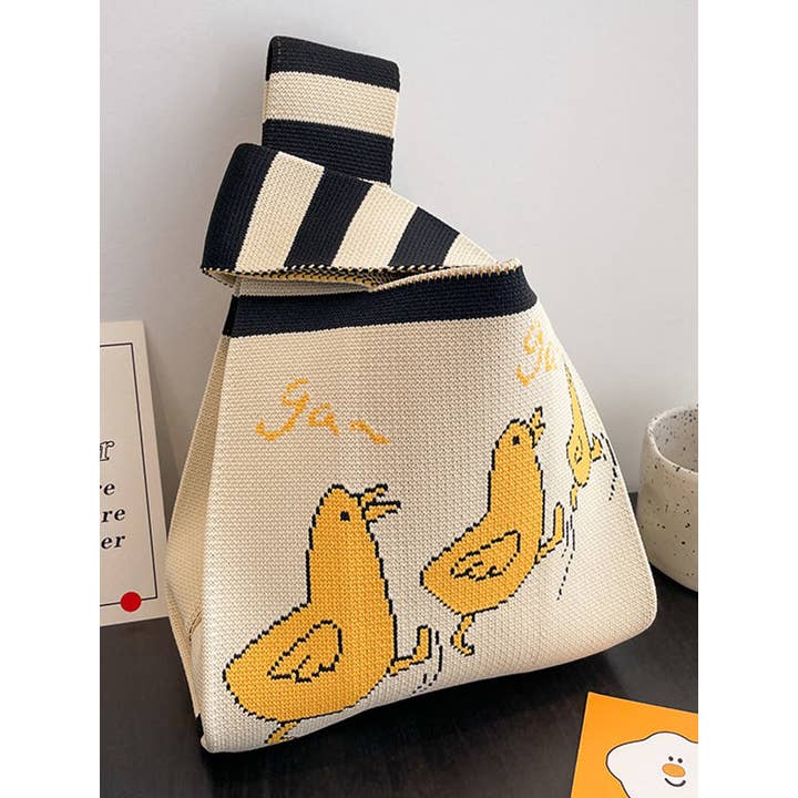 FurDecoration - Wholesale Tote Bag - Women's - Cartoon Printed Bags Accessories Woven Handbag
