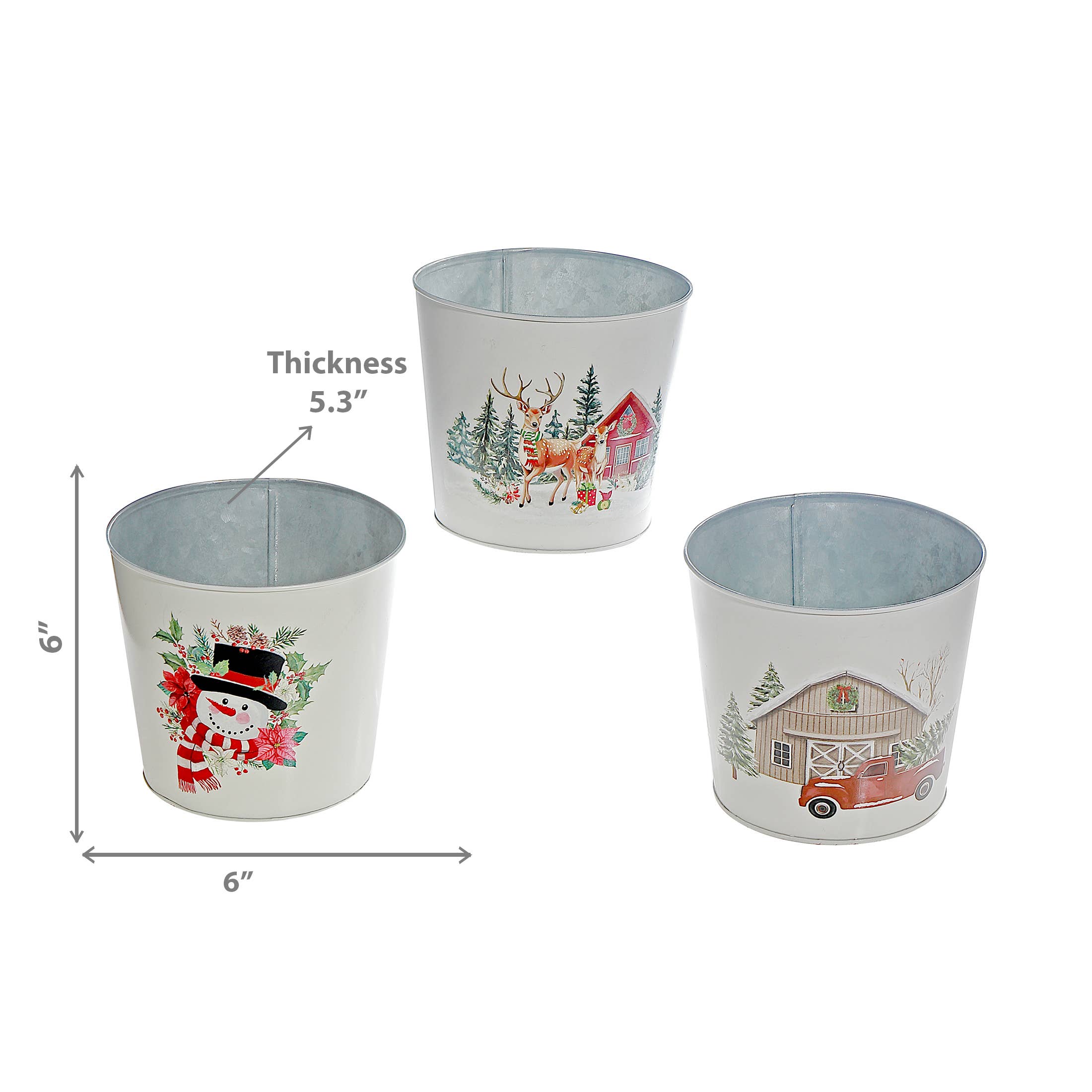 IH Casa Decor - Vendita all'ingrosso Vasi per piante - Fioriera rotonda da 6" (camion rosso, pupazzo di neve, renne) (assortito)2