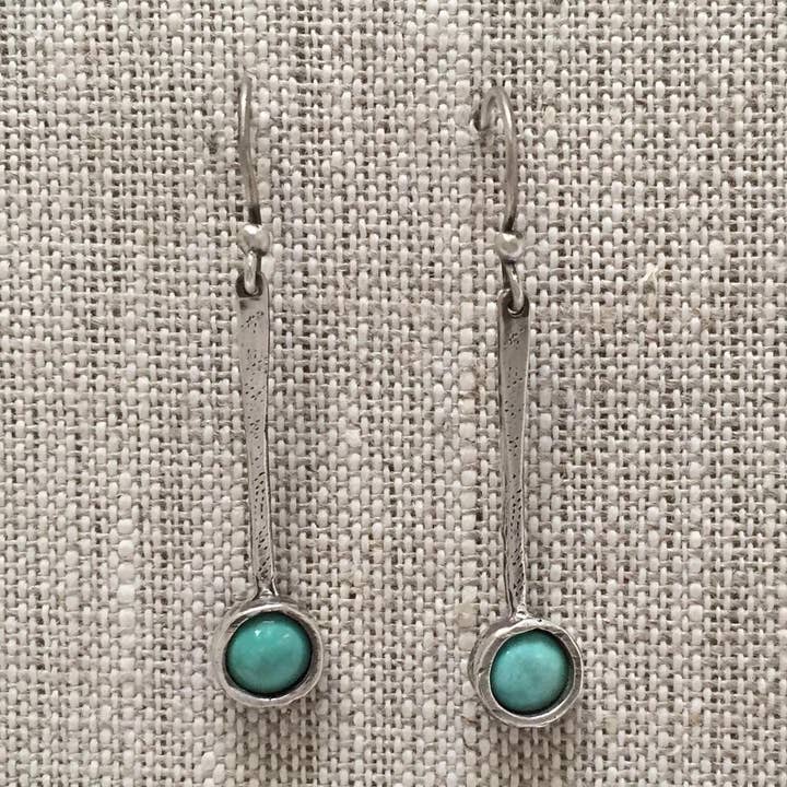 Tic Toc Sterling Silver Gemstone Earrings with Turquoise by iNk Jewelry for wholesale by iNk Jewelry