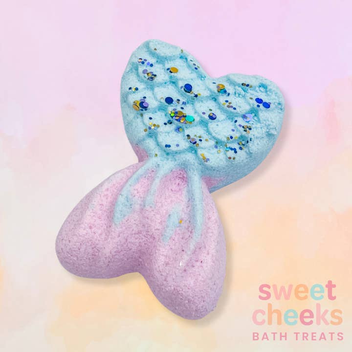 Heart Shaped Mermaid Tail Bath Bomb for wholesale by SweetCheeks Bath Treats