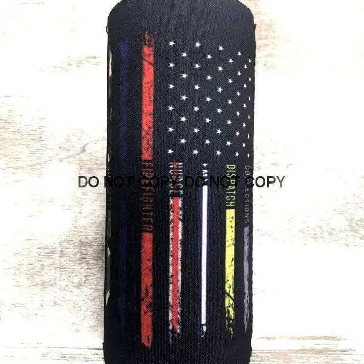 Sip Sleeves ~ Insulated Cup Sleeves and Drink Accessories - Wholesale Drink Huggers & Koozies - First Responder Print Slim Can Koozie