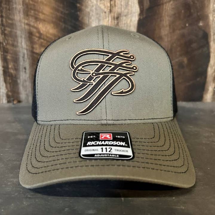 Naomi's Happy Place Shop - Wholesale Trucker hat – Unisex - TTP Loden/Black/ Leather Patch Cut Out0